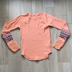 Free People Sweater with Patterned Sleeves - Women’s Large